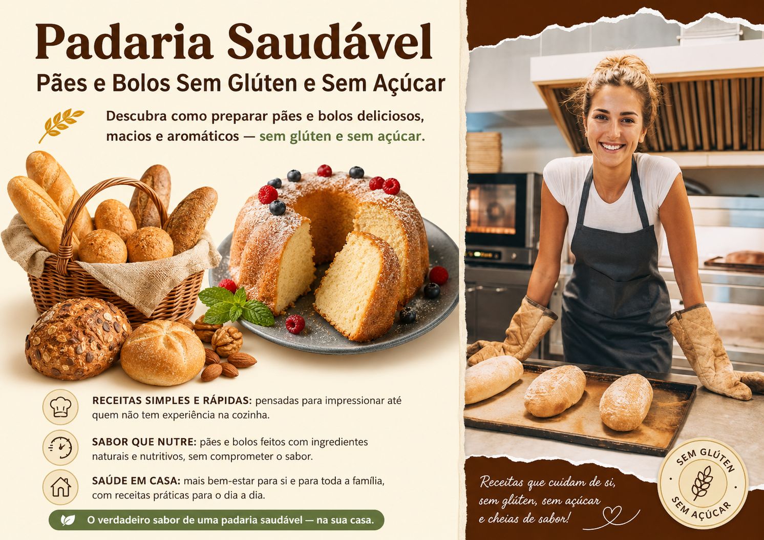 Livro de receitas sem glúten e sem açúcar